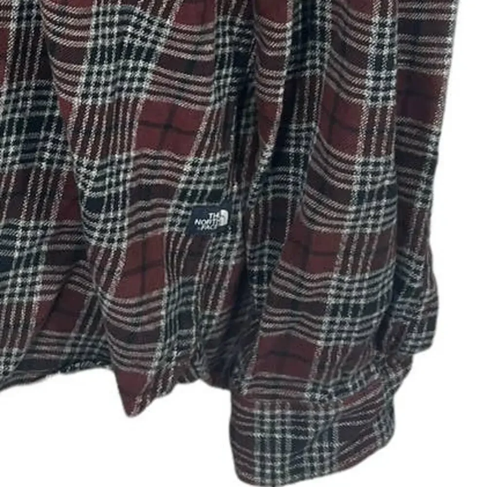 THE NORTH FACE Maroon Plaid Button Up Long Sleeve Shirt SZ Large